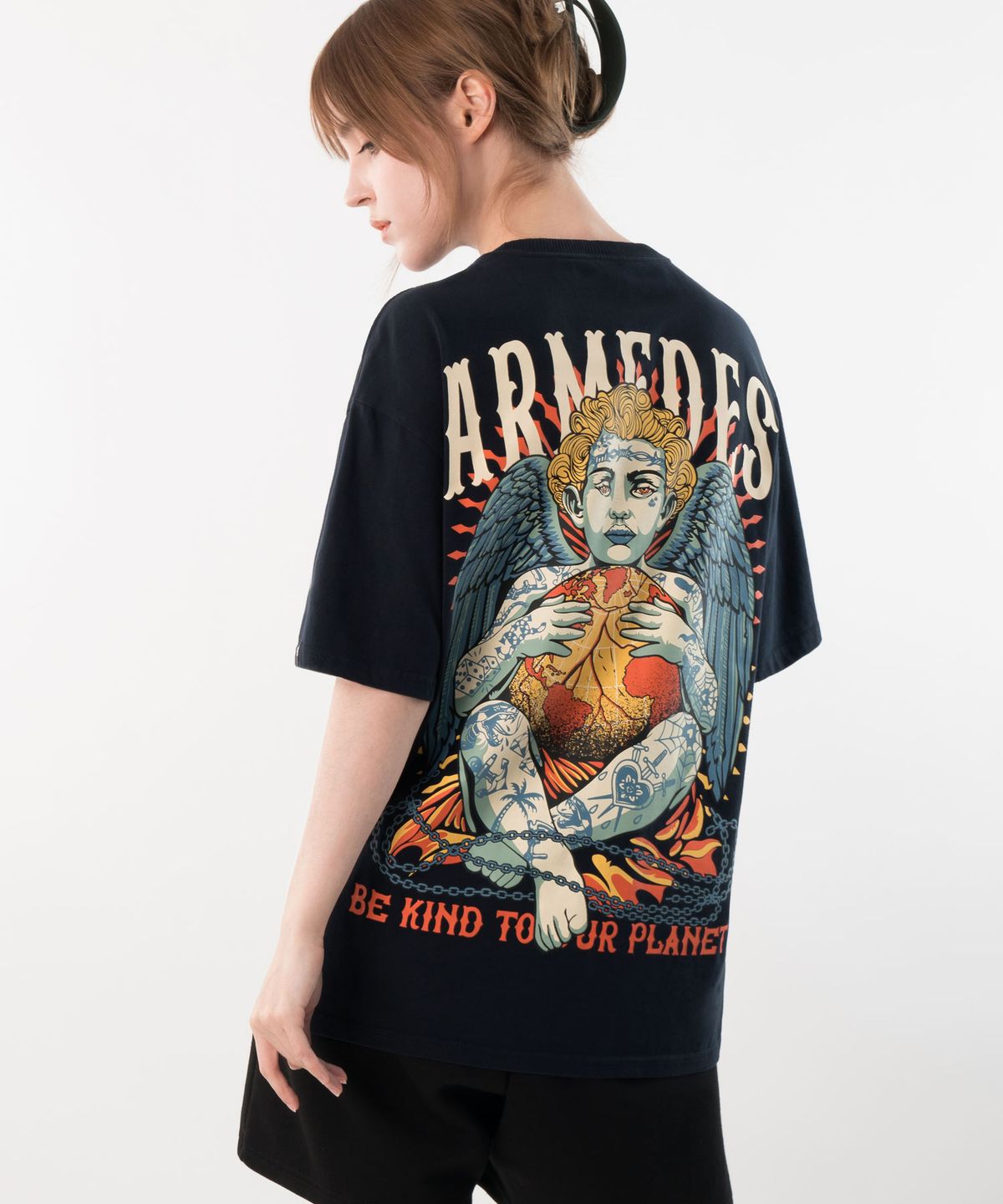 아르메데스(ARMEDES) 면 16수 오버핏 아트그래픽 반팔티셔츠 (1024)