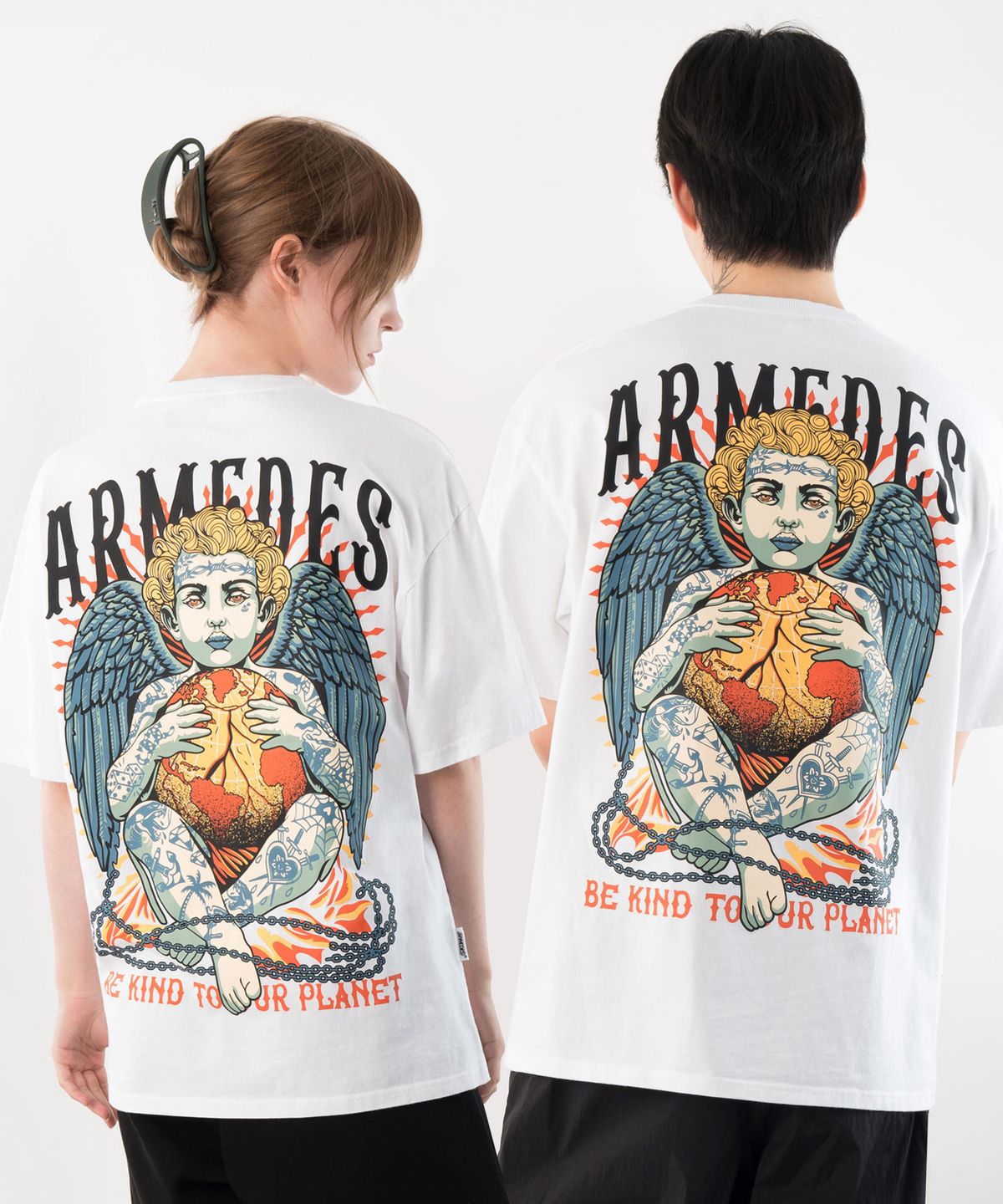 아르메데스(ARMEDES) [2PACK] 면 16수 오버핏 아트그래픽 반팔티셔츠 (1024)