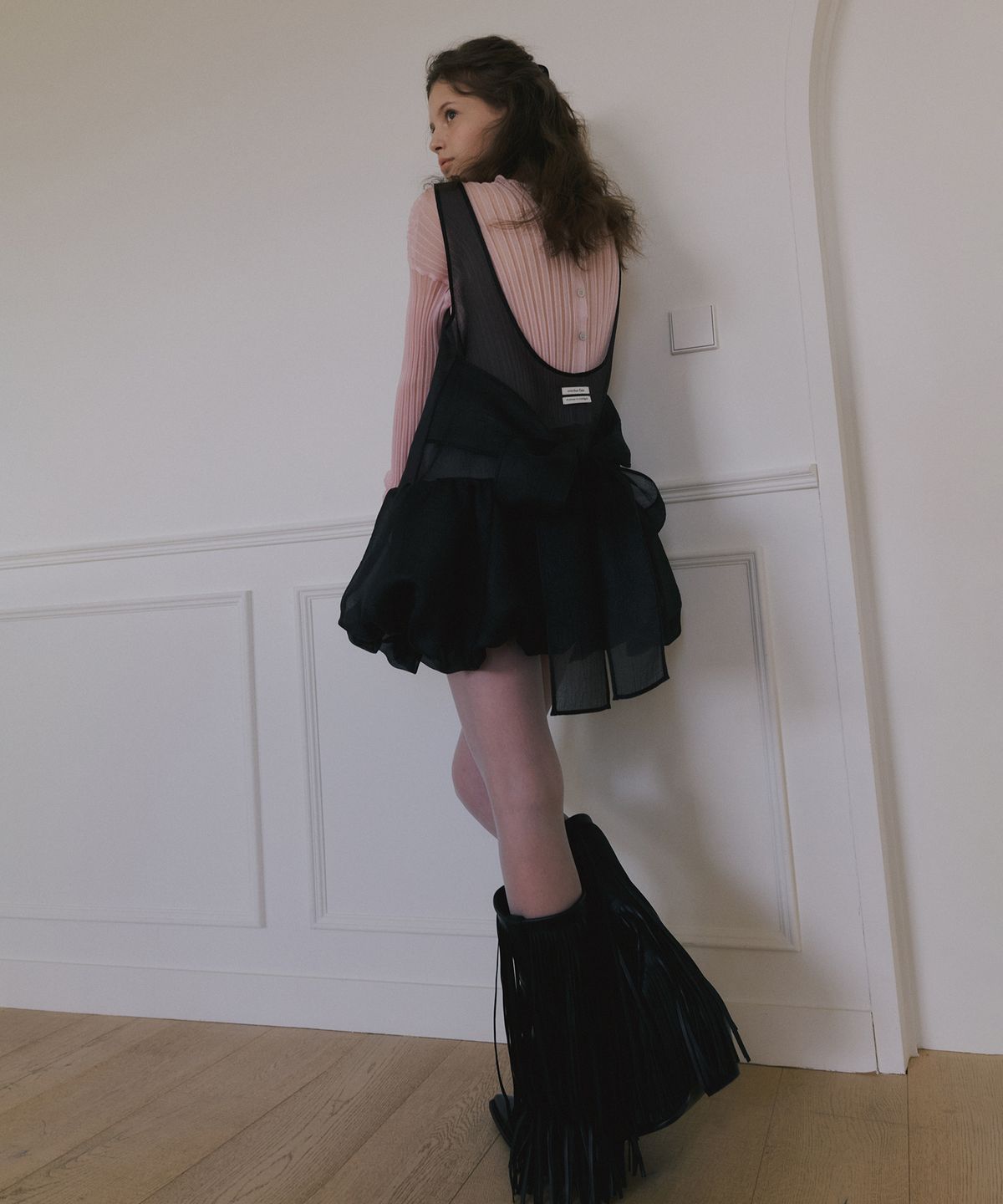 오버듀플레어(OVERDUEFLAIR) ORGANZA BALLOON MINI DRESS_BLACK