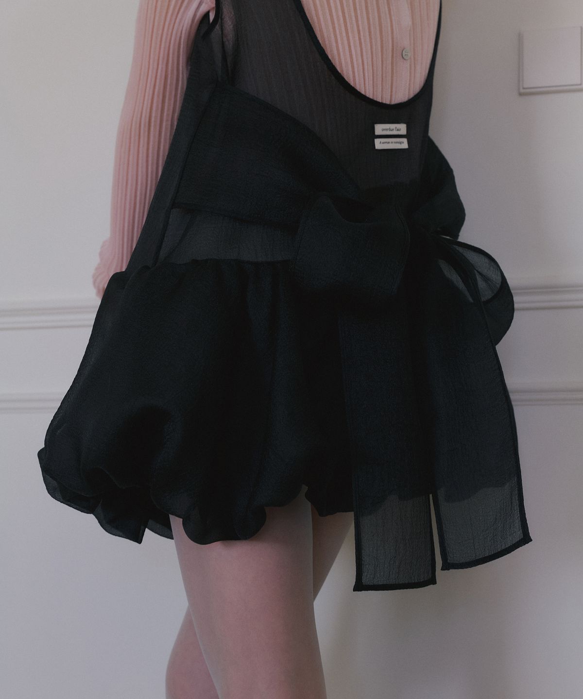 오버듀플레어(OVERDUEFLAIR) ORGANZA BALLOON MINI DRESS_BLACK