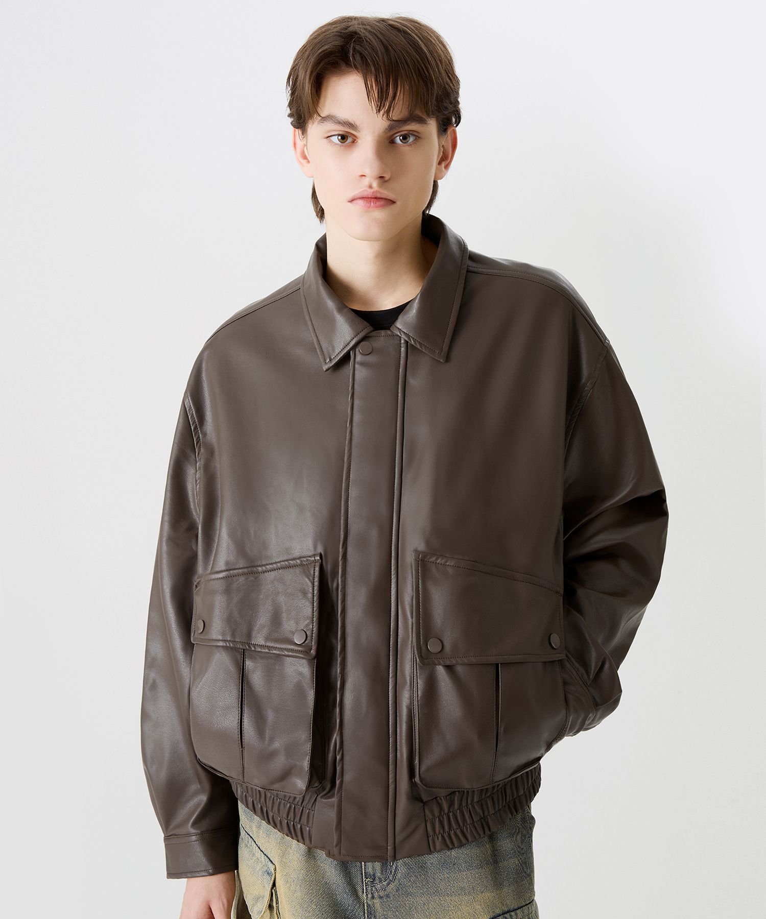 ジャケットその他 TRILLION Vegan Leather Two Pocket Blouson Jacket 5JH479 MUSINSA公式 | TRILLION Vegan Leather Two Pocket Blue Jean