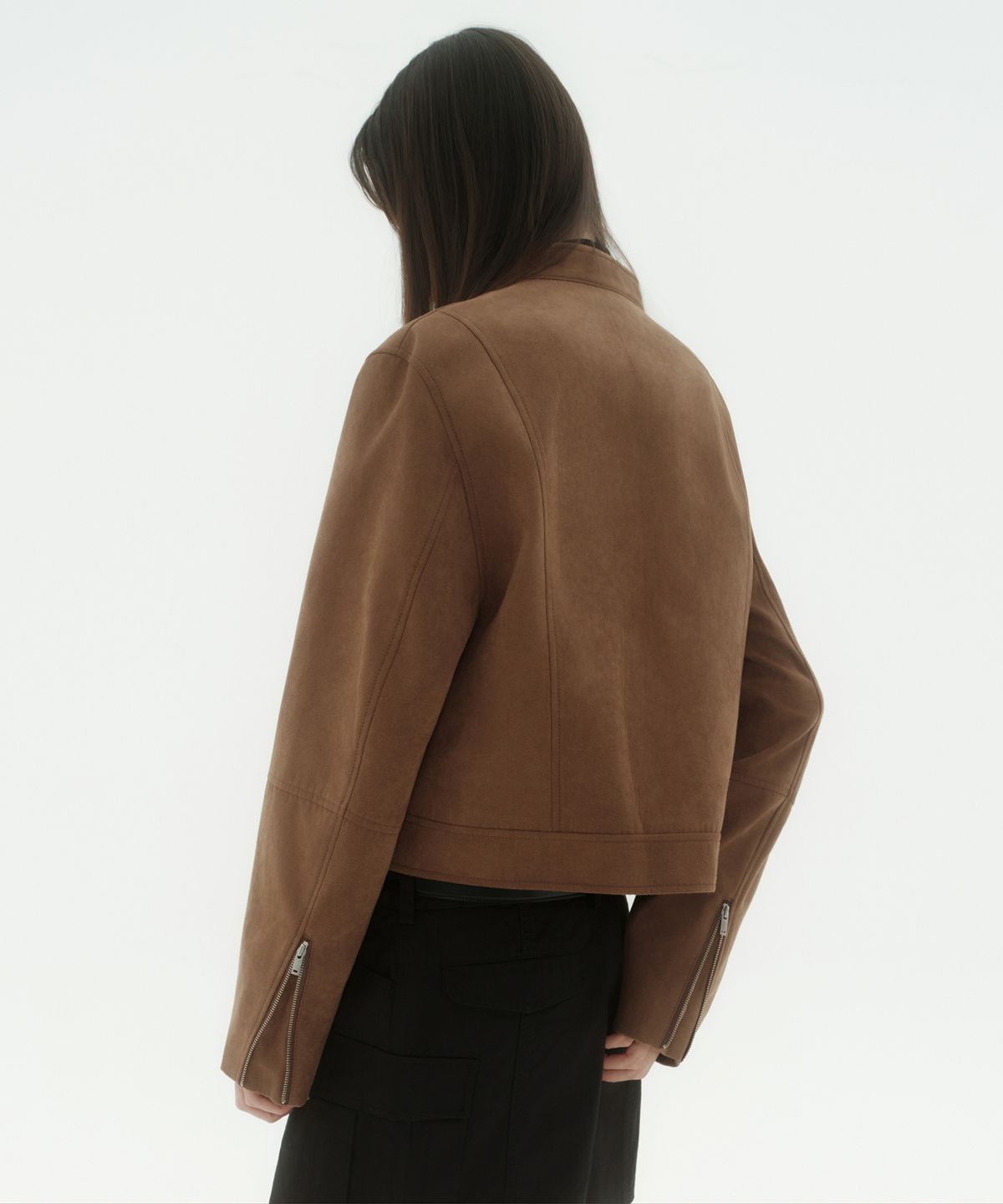 무신사 스탠다드 우먼(MUSINSA STANDARD WOMAN) 우먼즈 신세틱 스웨이드 레이서 재킷 [브라운]