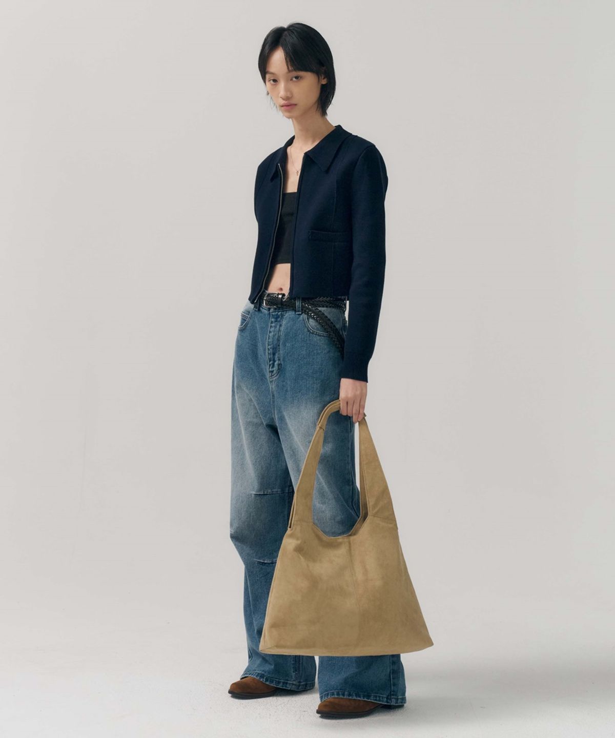미나브(MINAV) 마가렛 스웨이드 숄더백 [베이지]