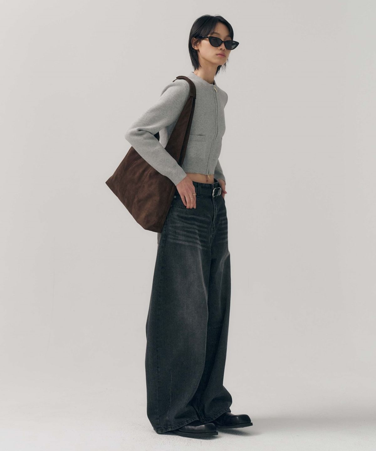 미나브(MINAV) 스톤워시드 벌룬핏 데님팬츠 [블랙]