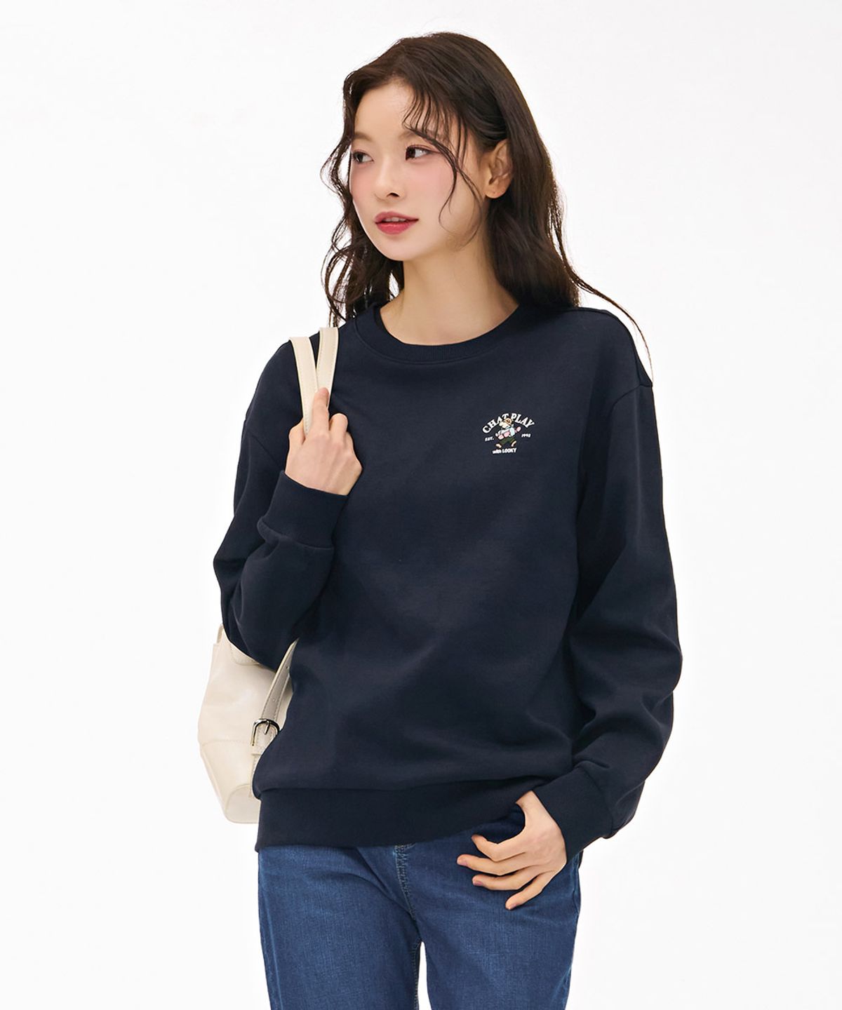 체이스컬트(CHASECULT) 공용 캐릭터 그래픽 맨투맨 티셔츠-네이비