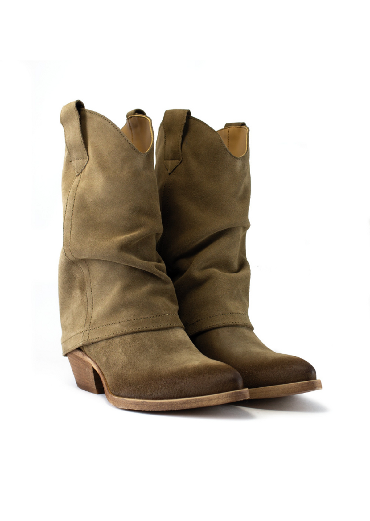 테미칼자투레(TEMY CALZATURE) 706 Fold Half Boots - Taupe Beige/Black