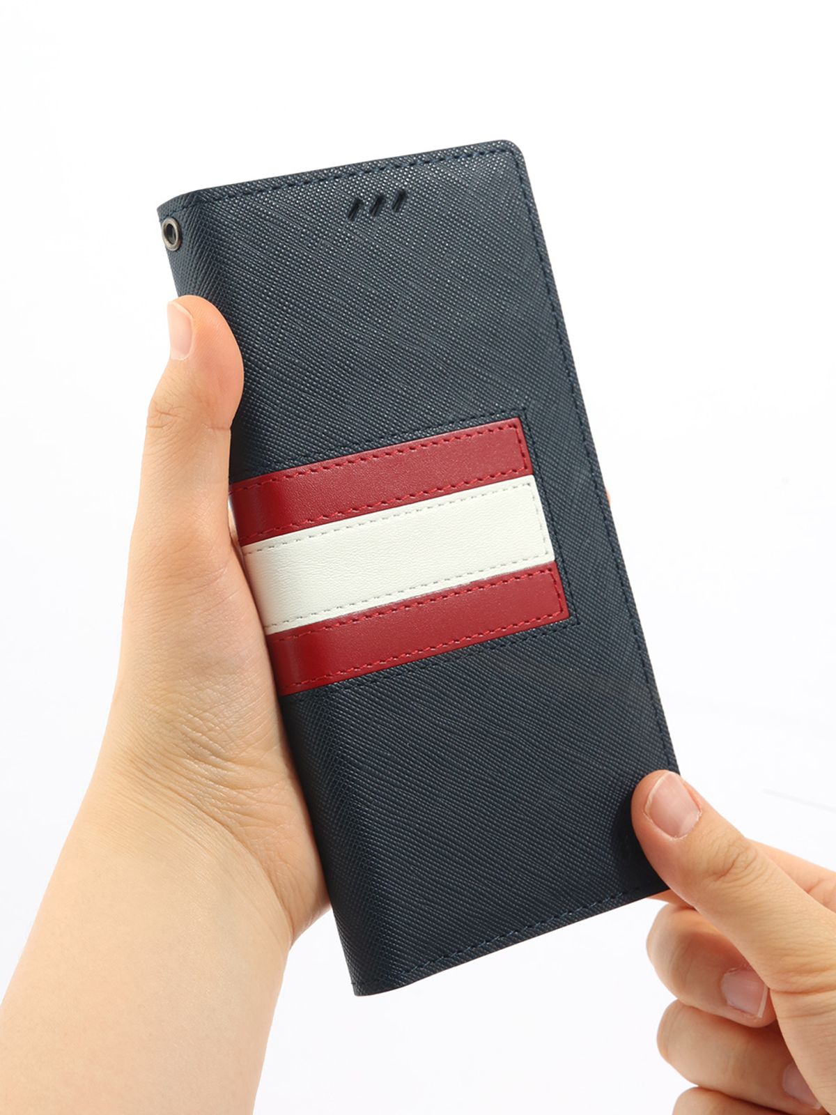 디자인스킨(DESIGNSKIN) 디자인스킨 갤럭시 믹스레더 베이직 스트라이프 지갑케이스 갤럭시S26울트라 네이비