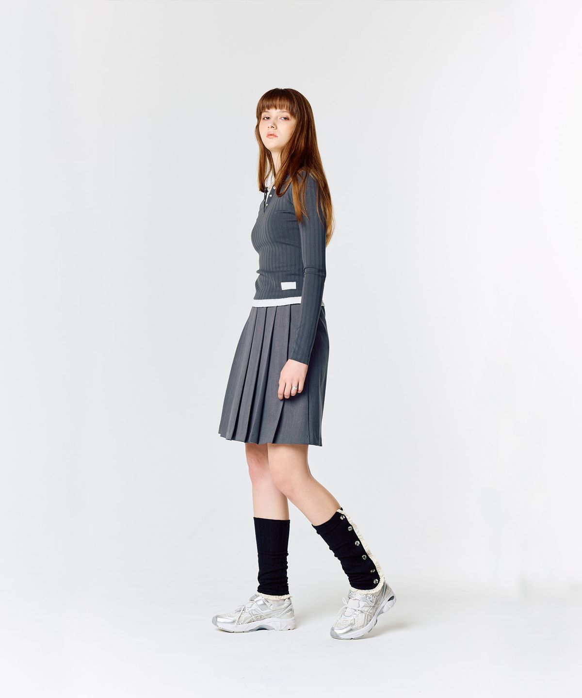 라티젠(LARTIGENT) L15 BUTTON LACE LEG WARMER (BLACK)
