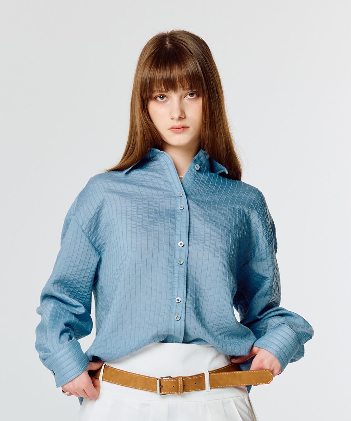 라티젠(LARTIGENT) L15 STRIPE OVER SHIRTS(BLUE)