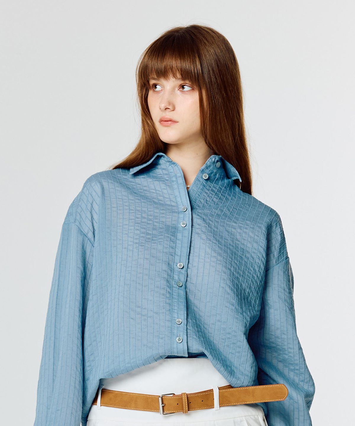 라티젠(LARTIGENT) L15 STRIPE OVER SHIRTS(BLUE)