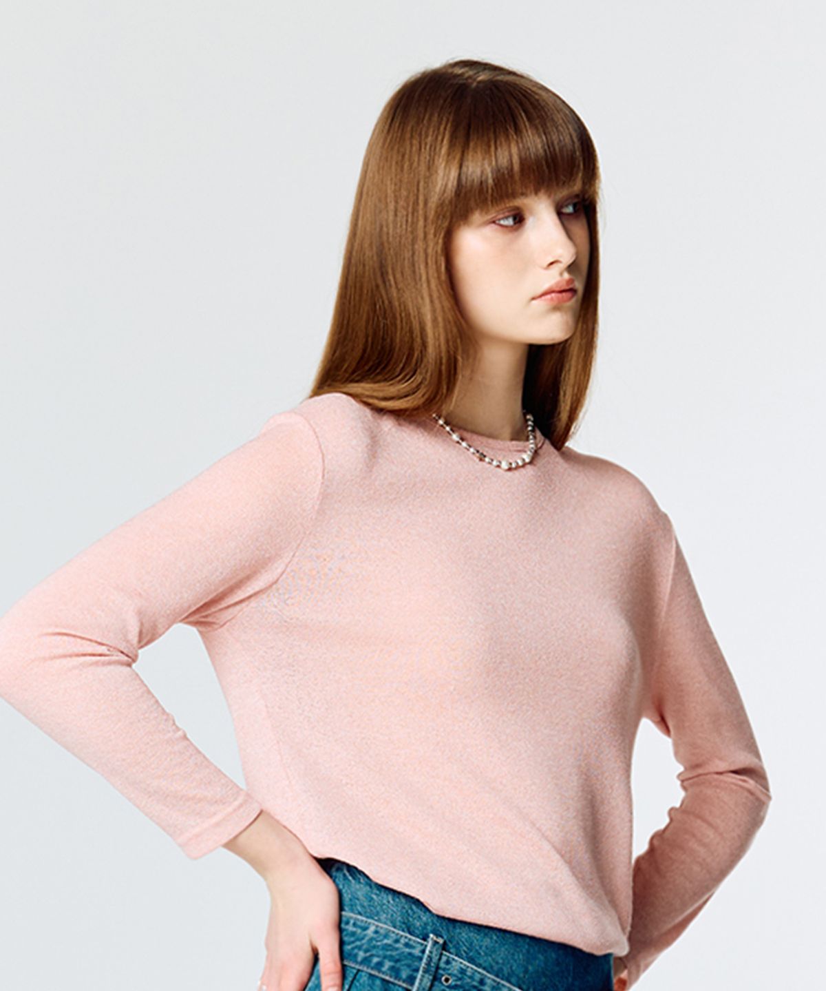 라티젠(LARTIGENT) L15 KNIT SLEEVE TEE(PINK)