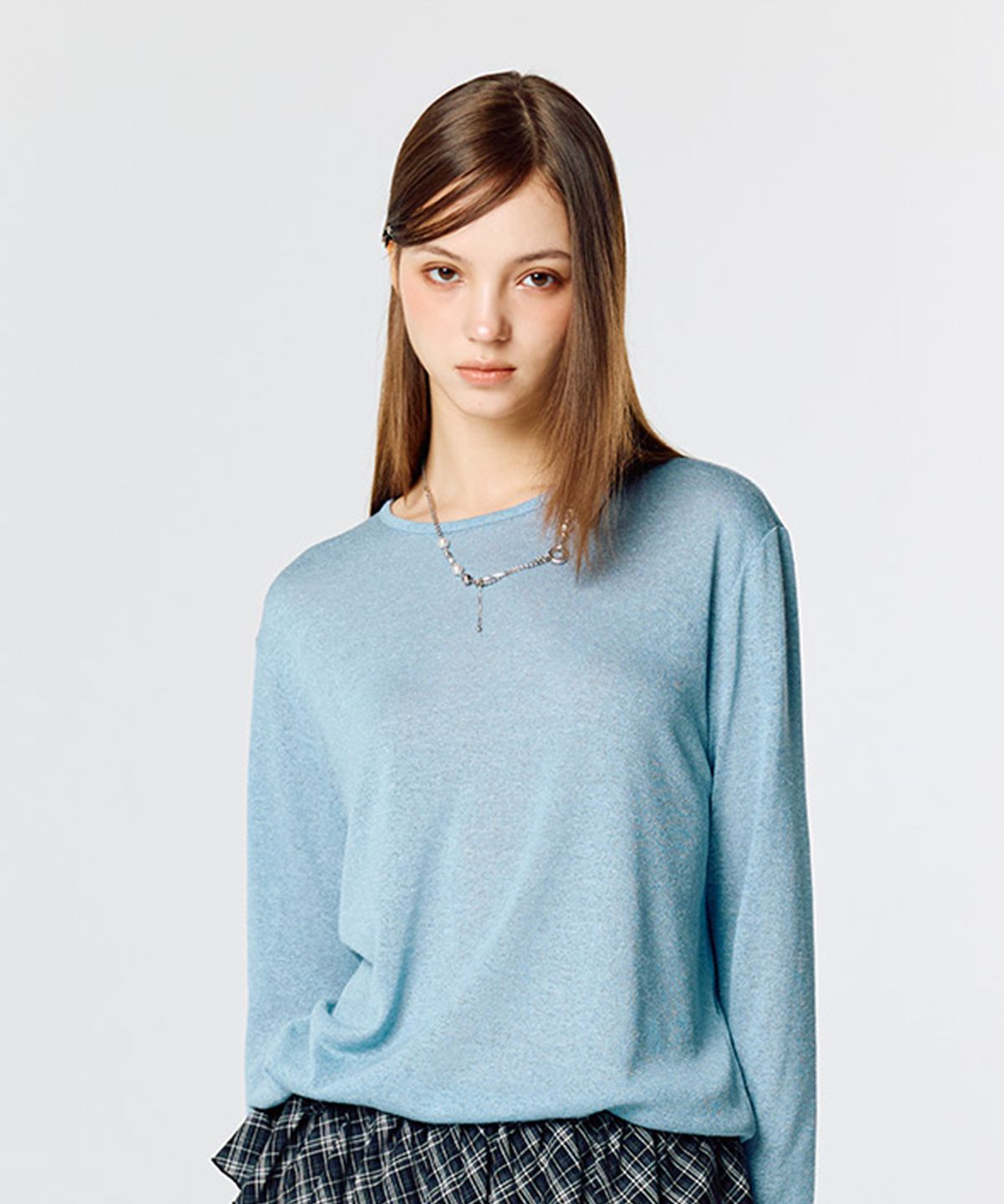 라티젠(LARTIGENT) L15 KNIT SLEEVE TEE(SKY BLUE)