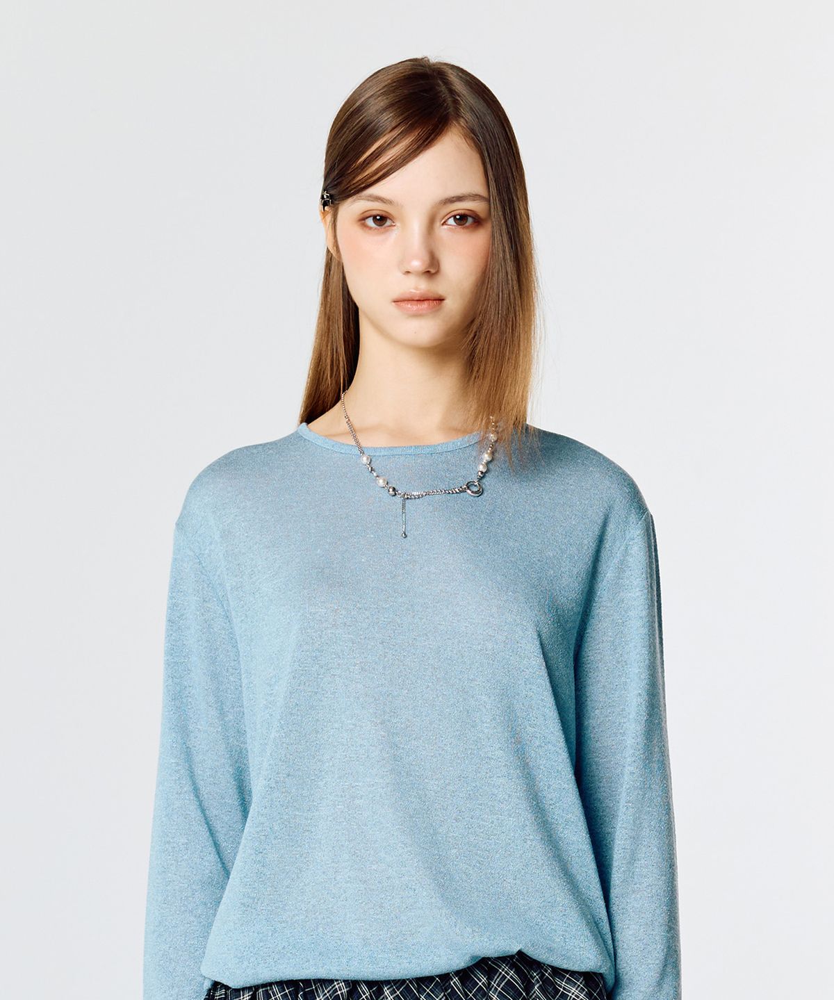 라티젠(LARTIGENT) L15 KNIT SLEEVE TEE(SKY BLUE)