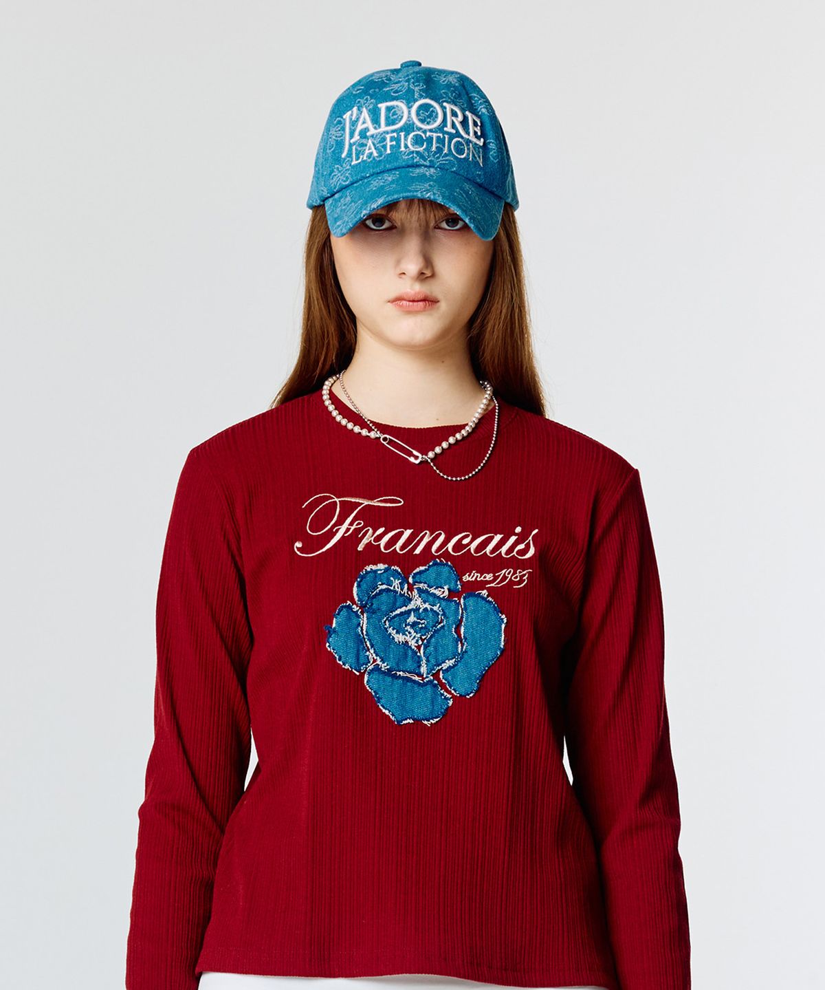 라티젠(LARTIGENT) L15 ROSE PATCH T-SHIRT (WINE)