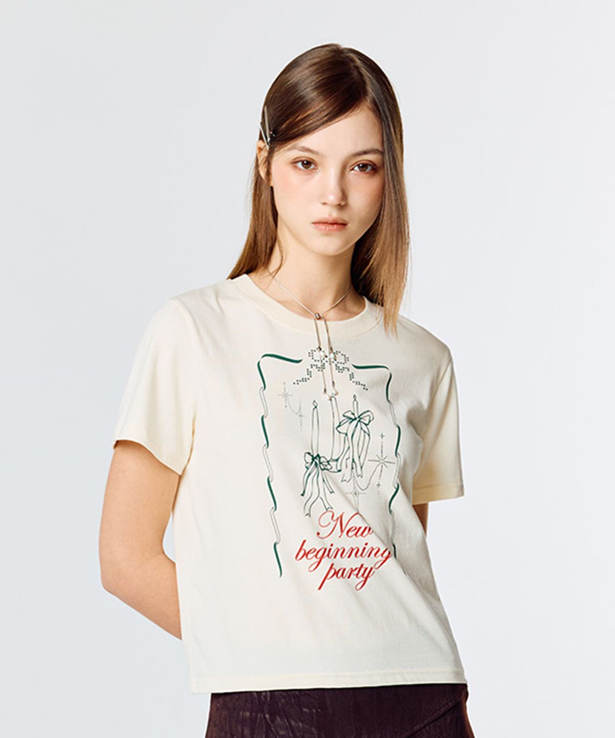라티젠(LARTIGENT) L15 PARTY INVITATION T-SHIRT(CREAM)
