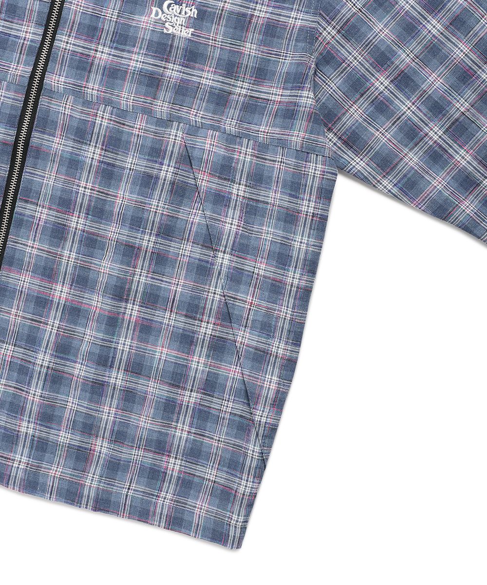MUSINSA | CAVISH HOODED CHECK WIND BREAKER BLUE(CV2FSUB962A)