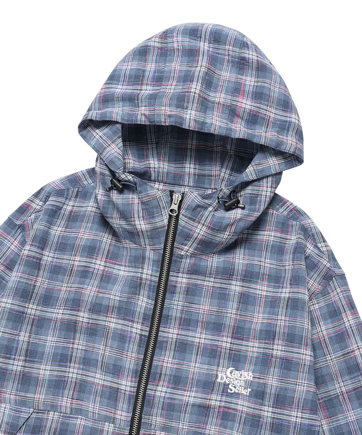 카비시(CAVISH) HOODED CHECK WIND BREAKER BLUE(CV2FSUB962A)