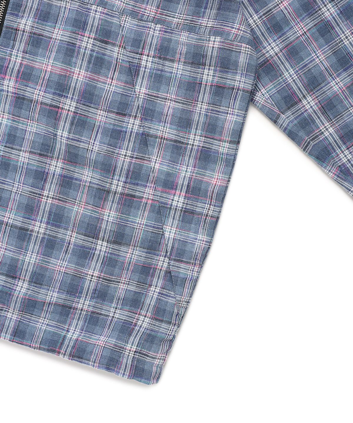 카비시(CAVISH) HOODED CHECK WIND BREAKER BLUE(CV2FSUB962A)