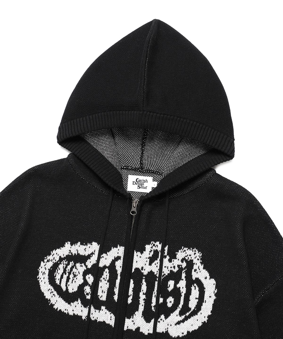 카비시(CAVISH) RUGGED KNIT ZIP UP HOODIE BLACK(CV2FSUK680A)