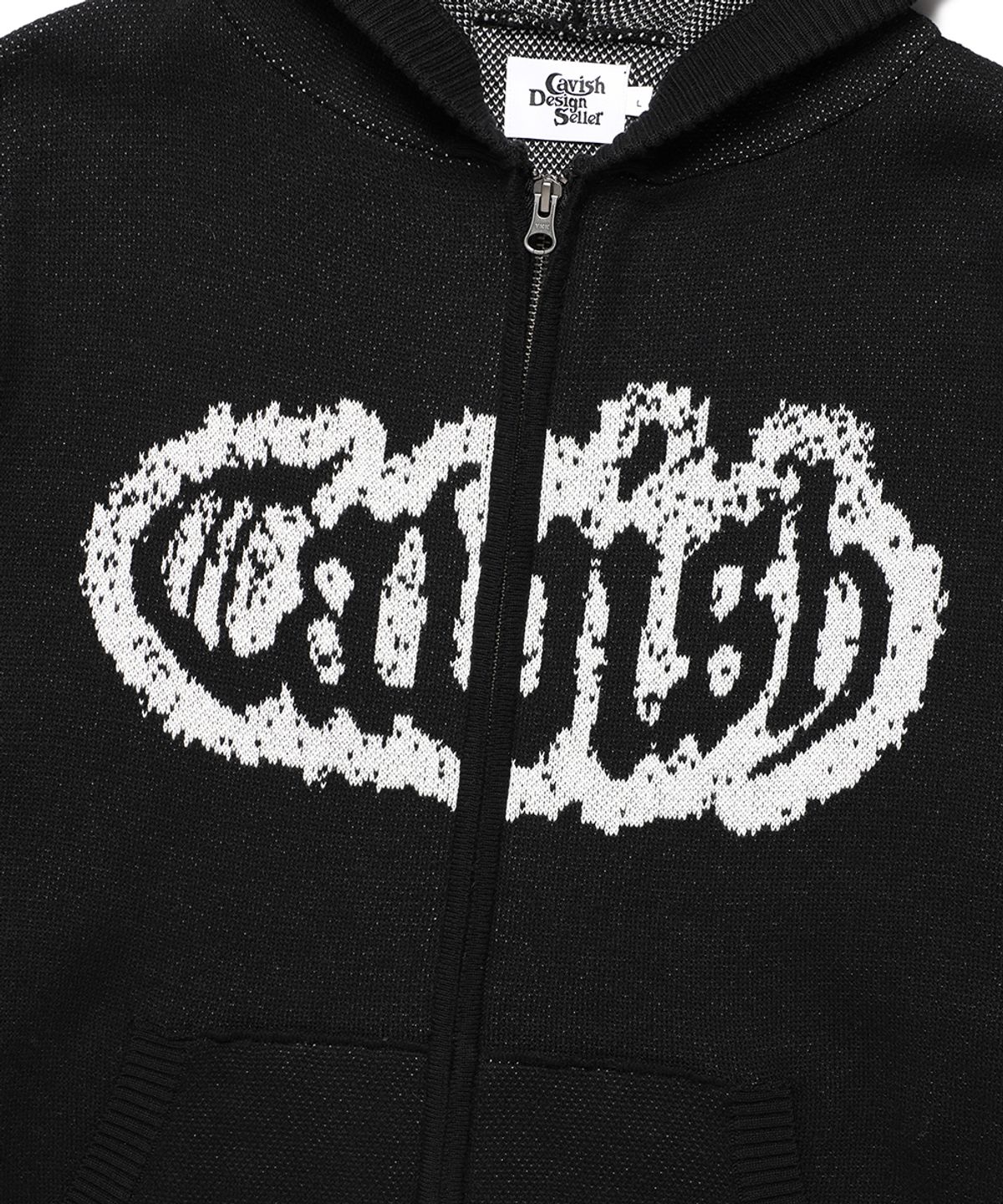 카비시(CAVISH) RUGGED KNIT ZIP UP HOODIE BLACK(CV2FSUK680A)