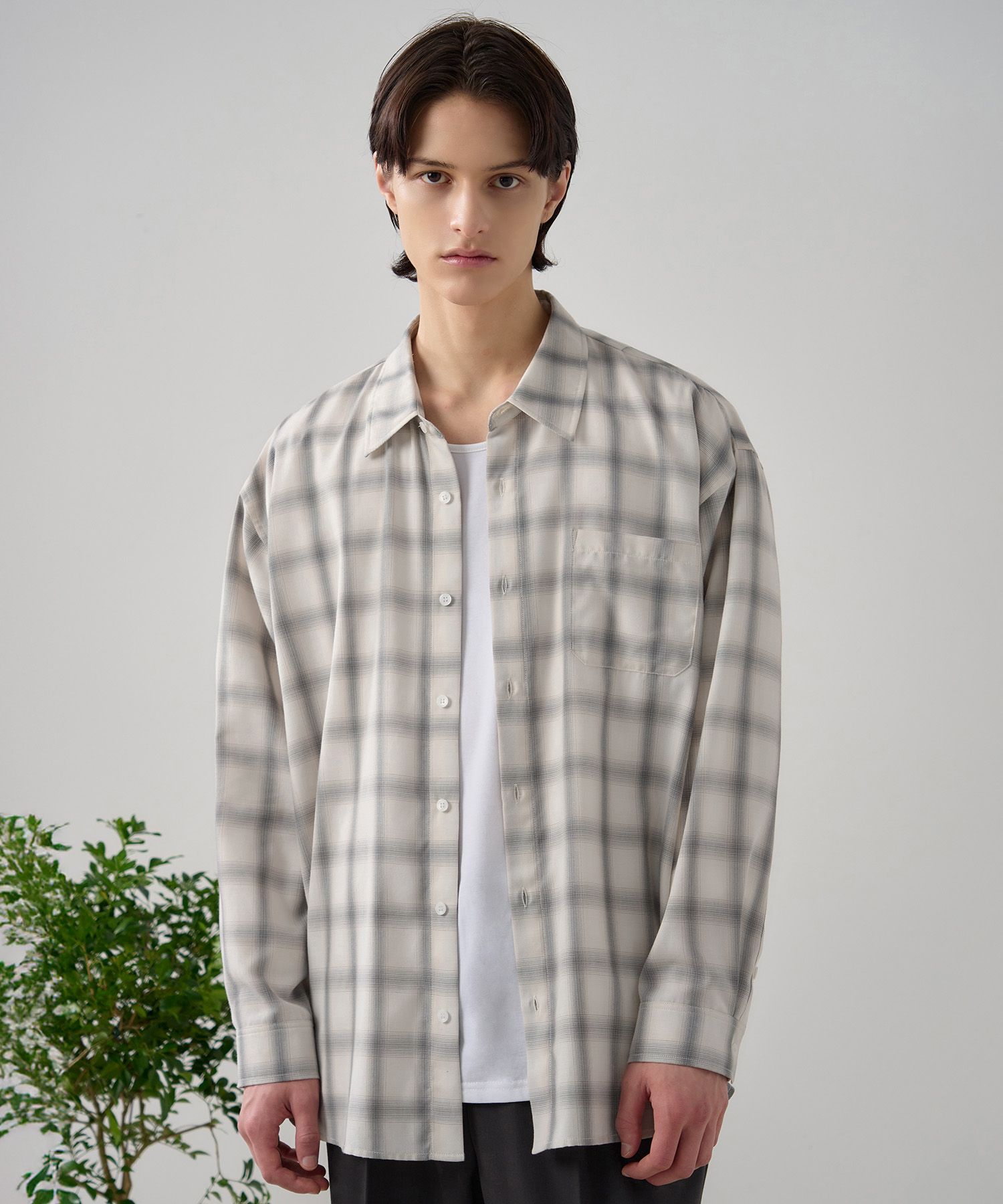 トップス PABLO VINCI Ombre check zip shirt MUSINSA公式 | DRAW FIT Saints Ombre Check Shirt [BLUE]