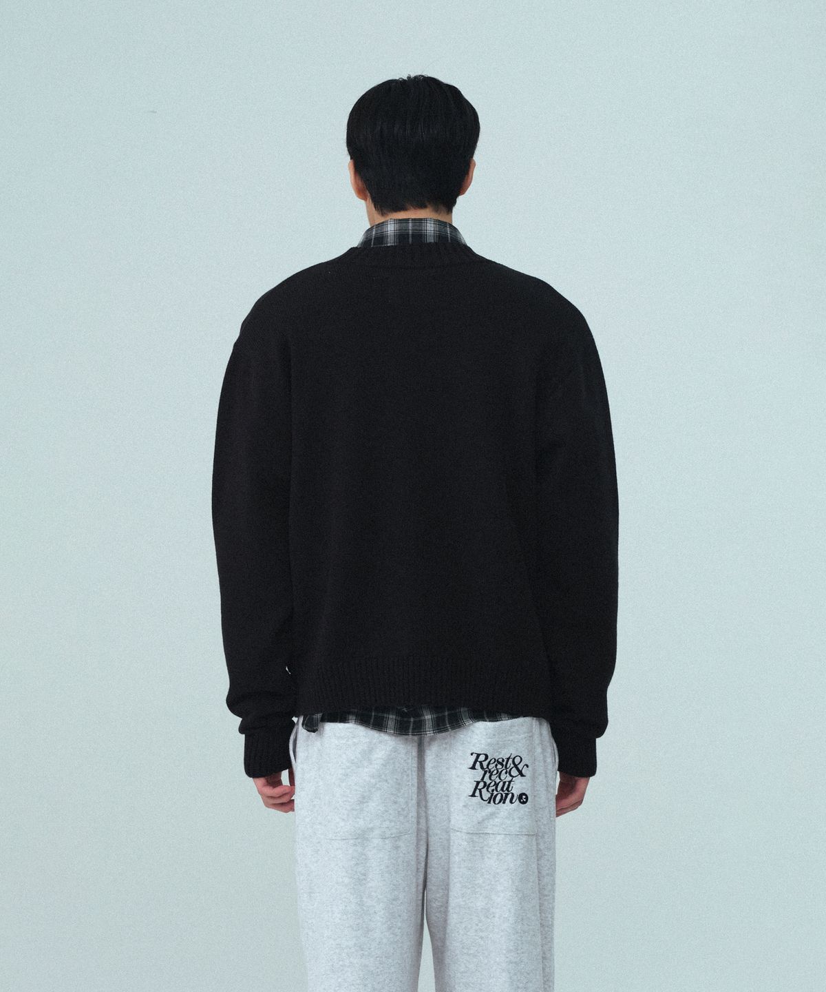 레스트앤레크레이션(REST&RECREATION) V-NECK KNIT CARDIGAN - BLACK