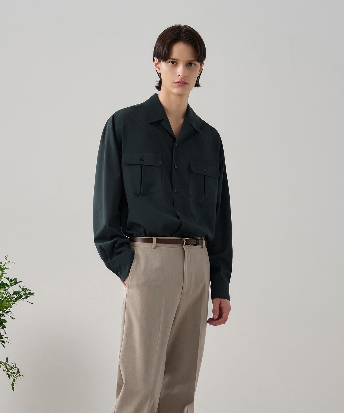 드로우핏(DRAW FIT) 루크 투 포켓 오픈카라 셔츠 [NAVY]