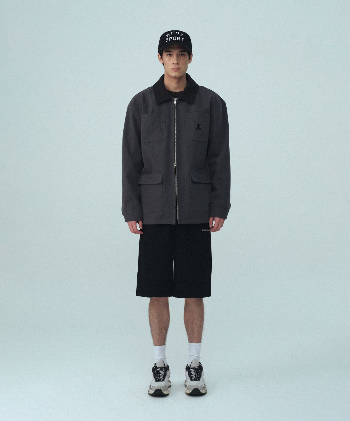 레스트앤레크레이션(REST&RECREATION) COTTON WORK JACKET - CHARCOAL