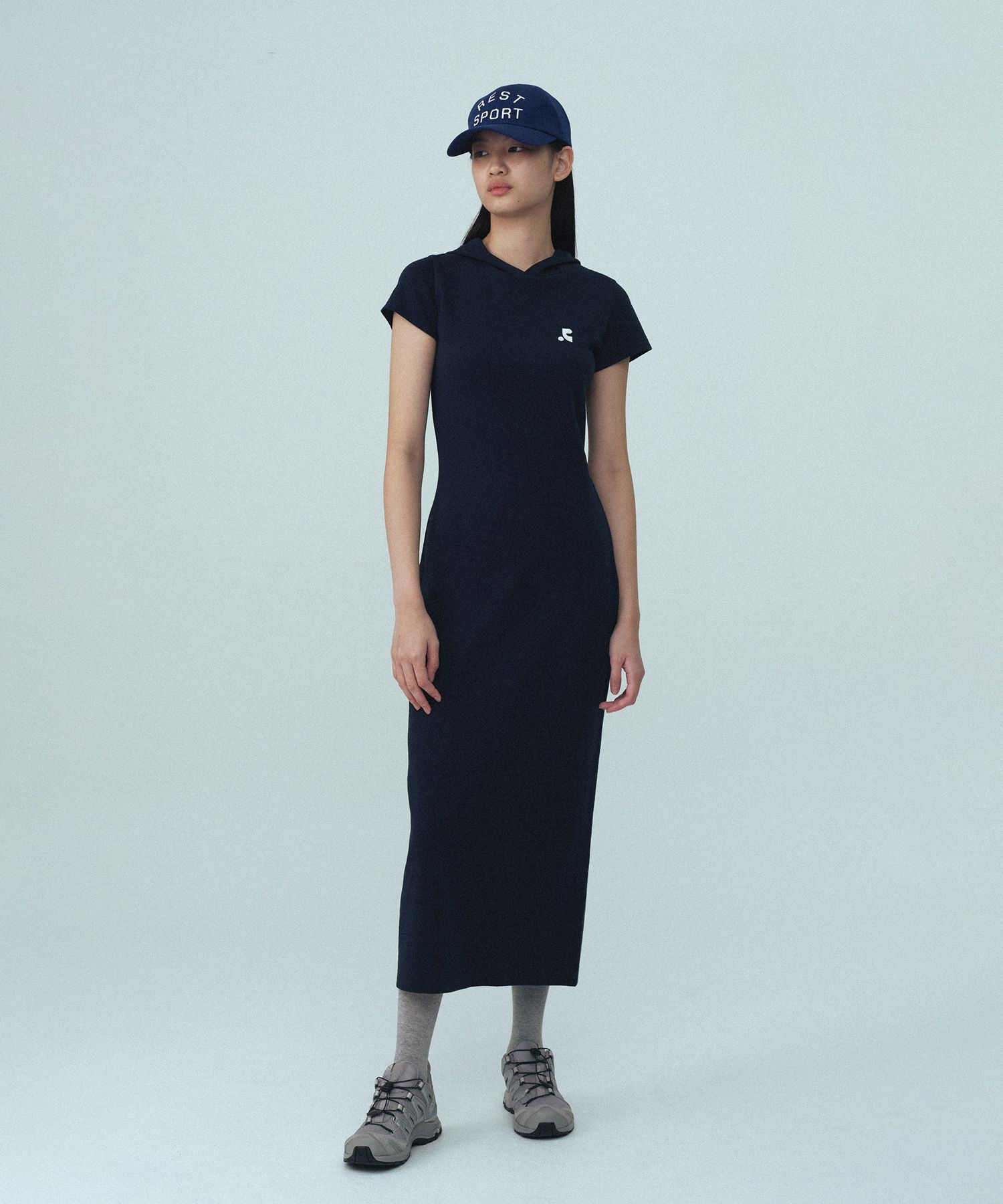 [Rest & Recreation] HOOD MAXI DRESS ★大人気★ MUSINSA | REST&RECREATION HOOD MAXI DRESS - NAVY
