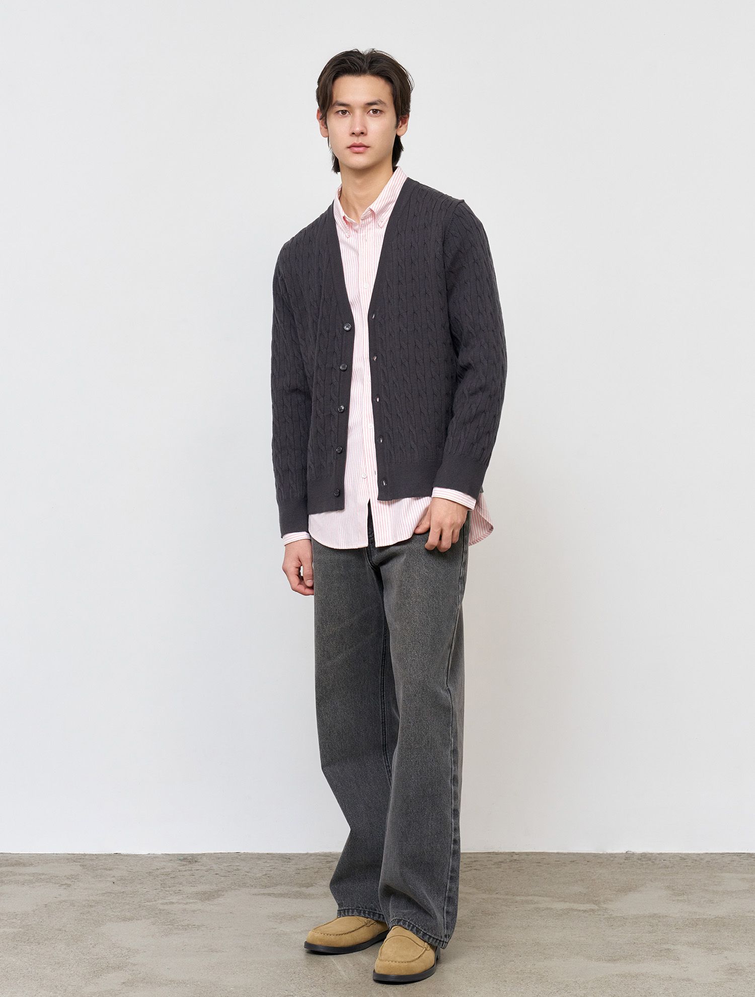 MUSINSA | GENERAL IDEA MAN Essential Minimal Cable V-Neck