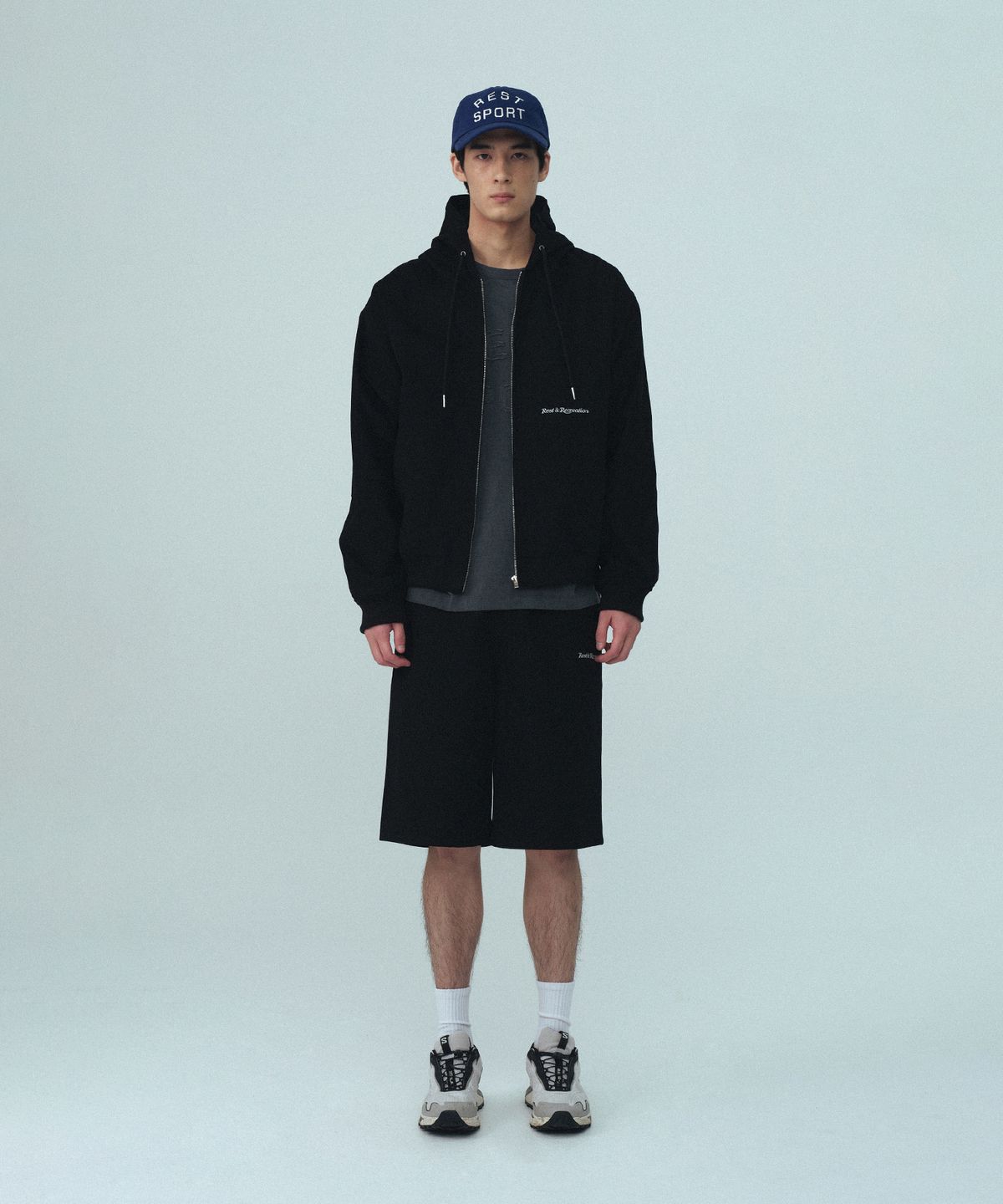 레스트앤레크레이션(REST&RECREATION) COTTON BERMUDA SHORTS - BLACK