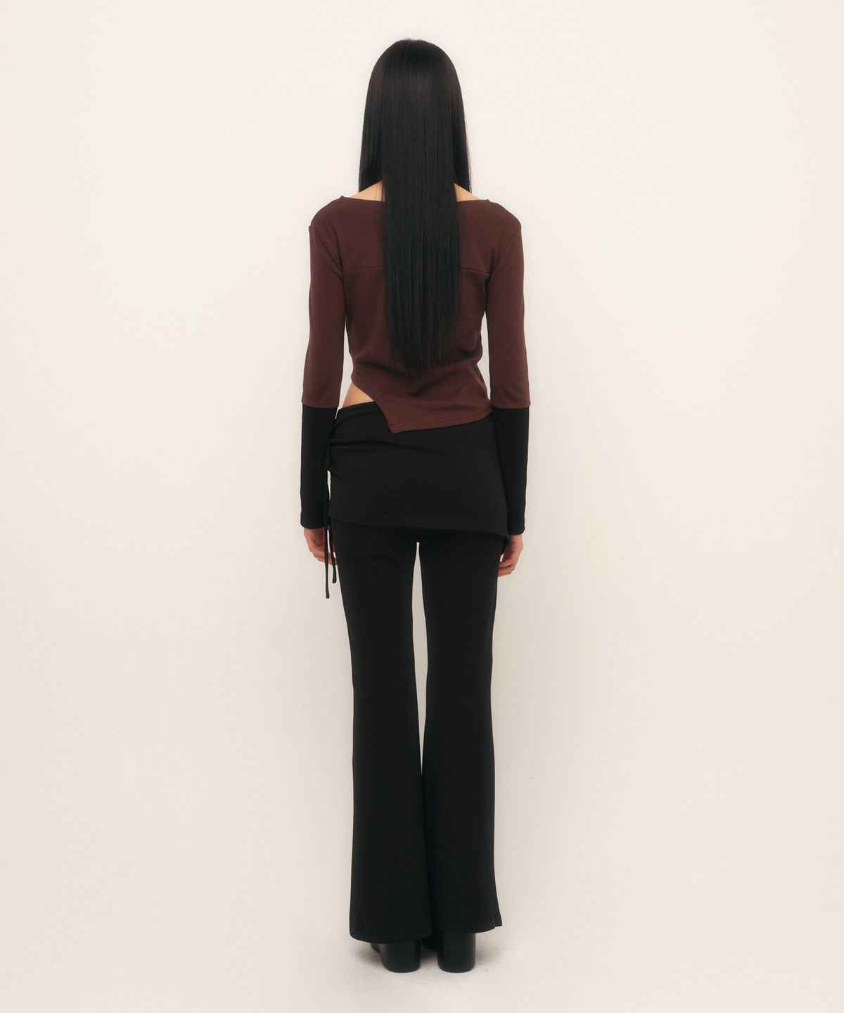 큐리티(CURETTY) C LAYERED SKIRT PANTS_BLACK