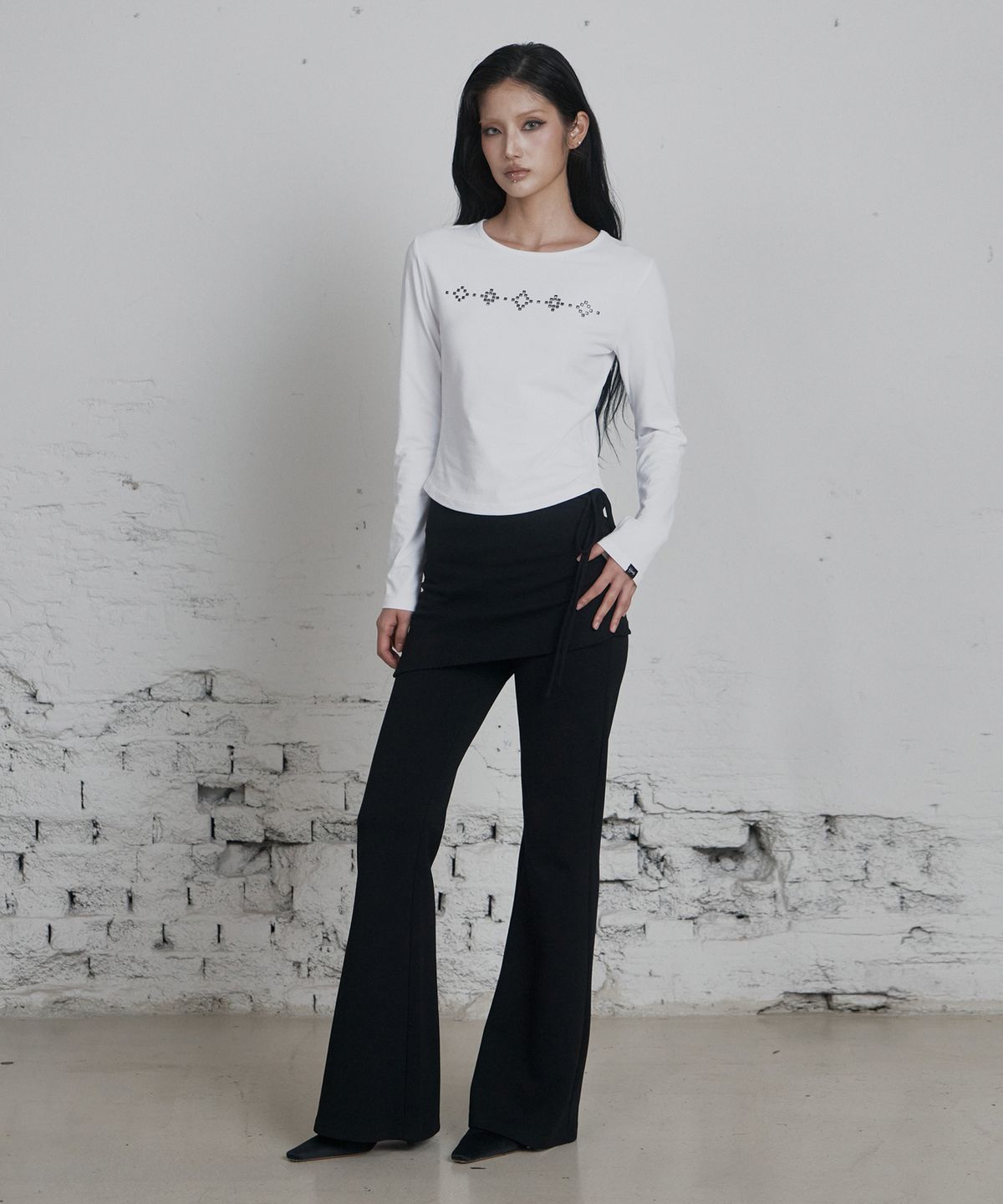 큐리티(CURETTY) C LAYERED SKIRT PANTS_BLACK