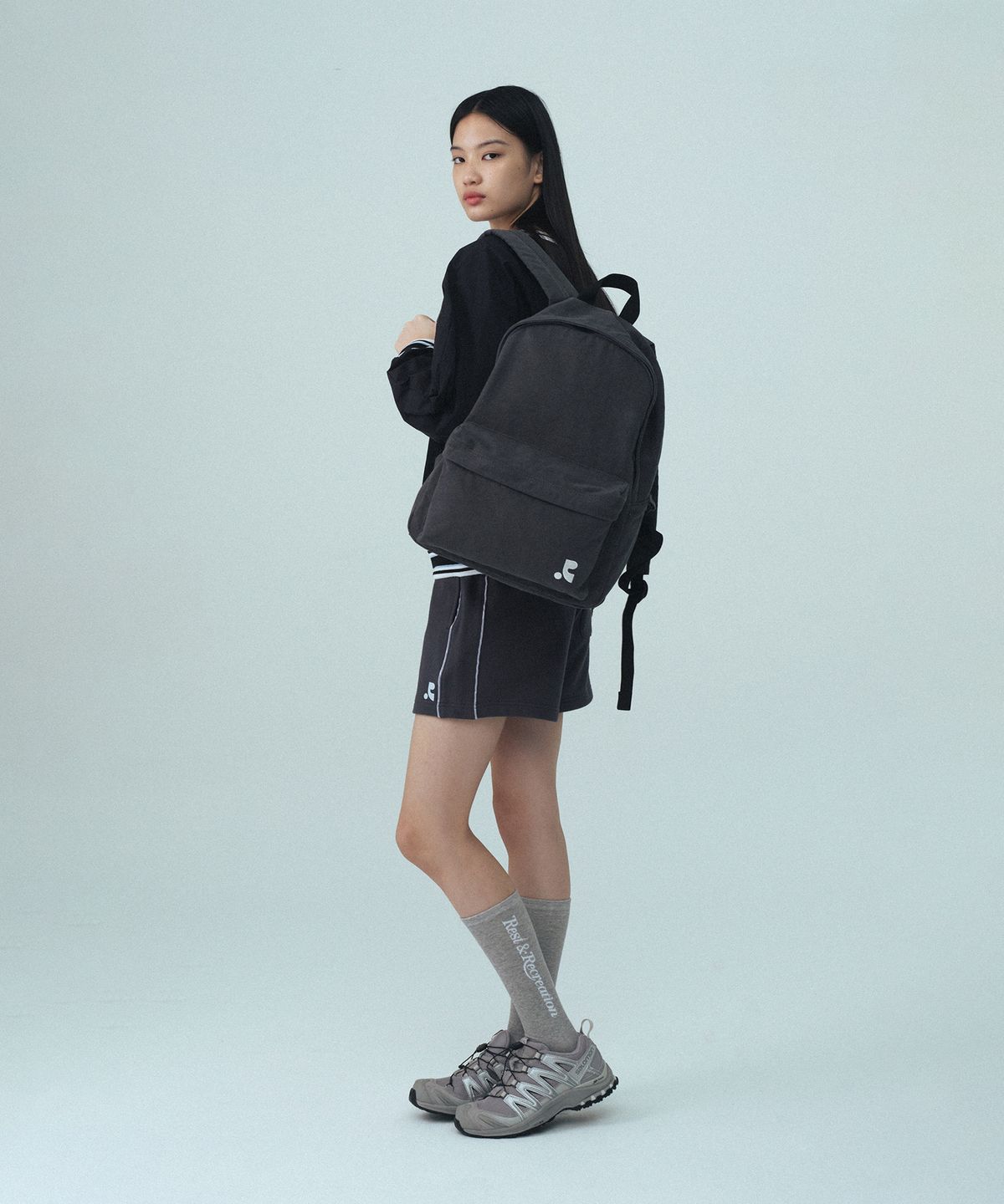 레스트앤레크레이션(REST&RECREATION) WASHED COTTON BACKPACK - CHARCOAL