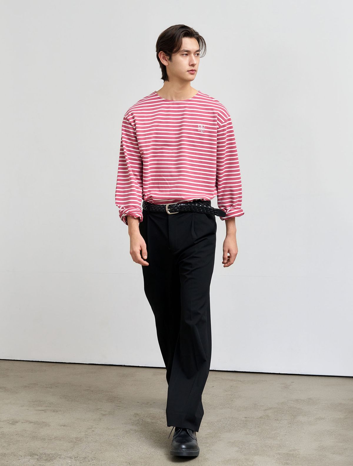 제너럴아이디어(GENERALIDEA) UNISEX 롱슬리브 보더 티셔츠 [MAUVE PINK] / SBE1U01003