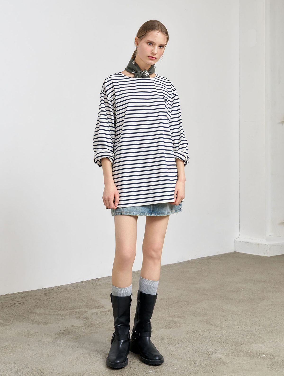 제너럴아이디어(GENERALIDEA) UNISEX 롱슬리브 보더 티셔츠 [WHITE] / SBE1U01003