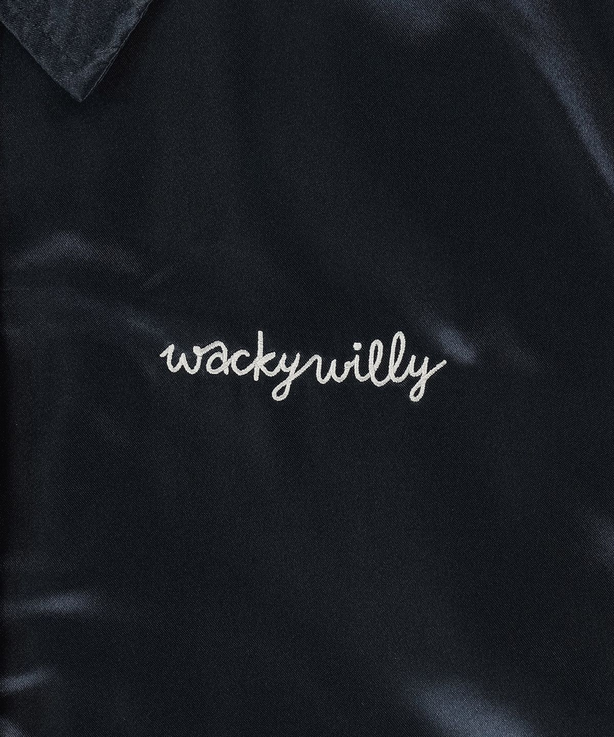 와키윌리(WACKY WILLY) 우먼스 타이포자수 바시티자켓 다크네이비