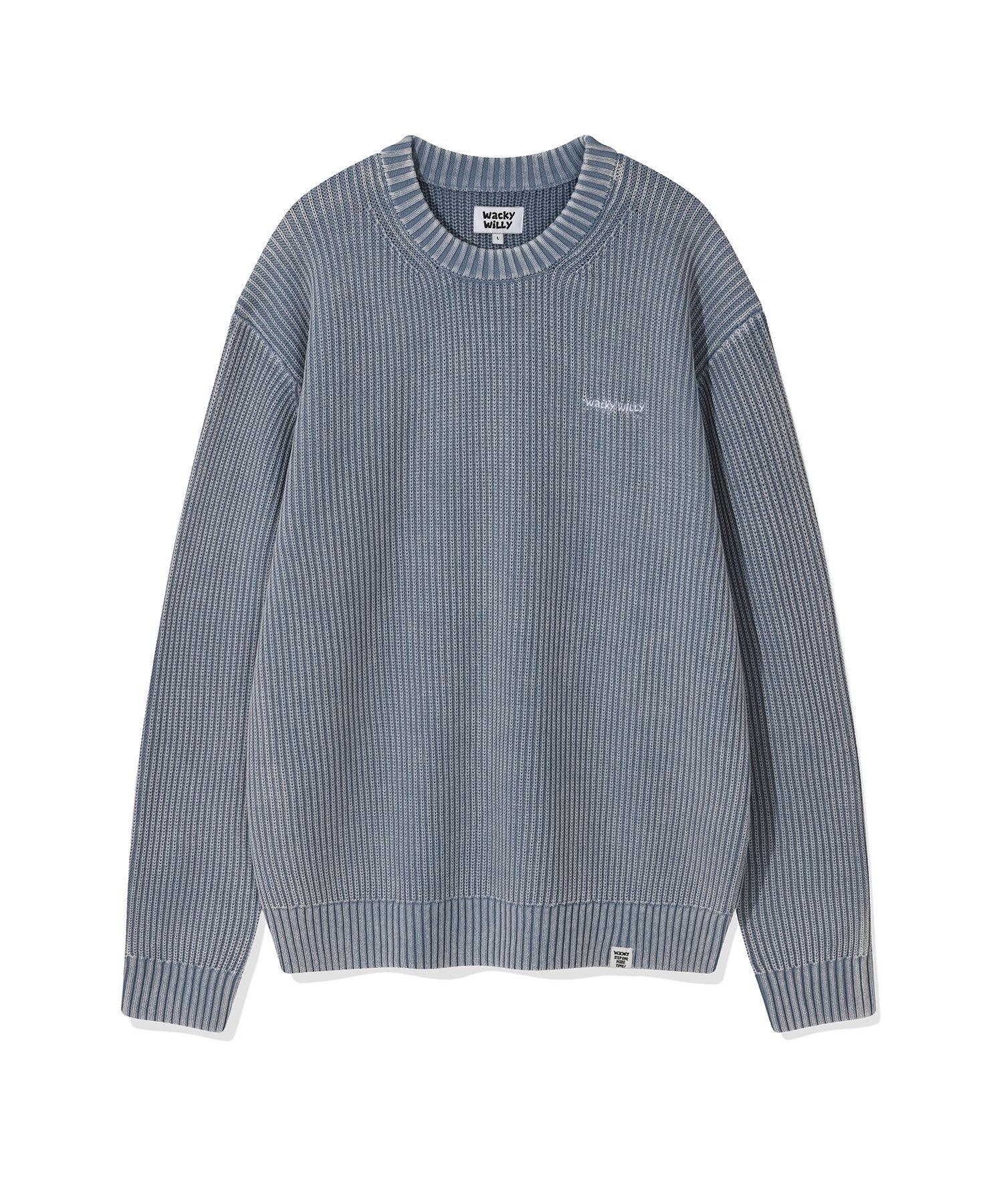 ニット・セーター WACKY WILLY One-point short sleeve pullover knit MUSINSA | WACKY WILLY Pigment pullover knit blue