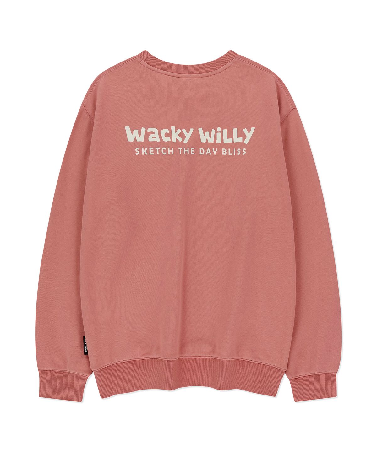 와키윌리(WACKY WILLY) 베이직 타이포 로고 맨투맨 핑크