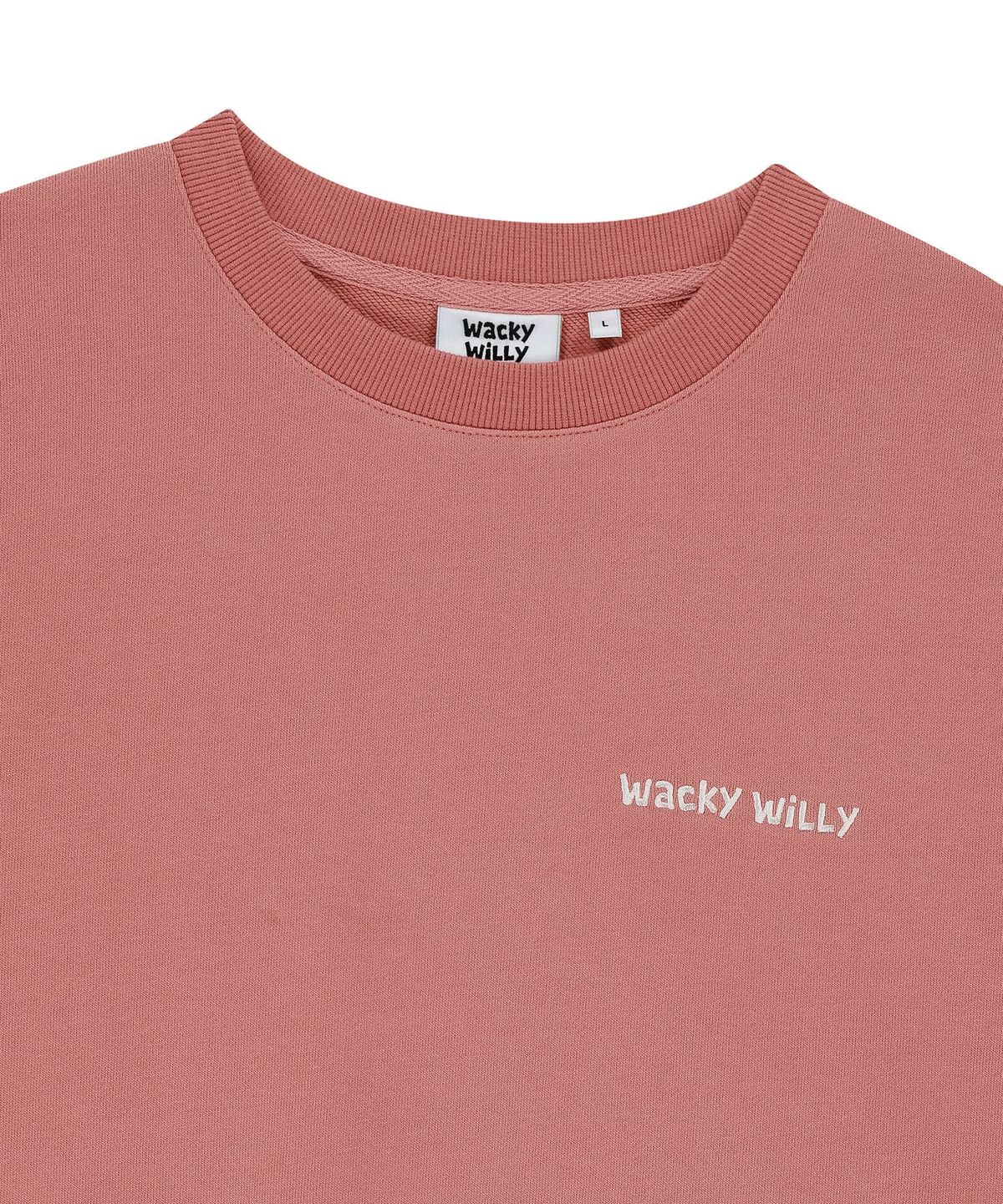 와키윌리(WACKY WILLY) 베이직 타이포 로고 맨투맨 핑크
