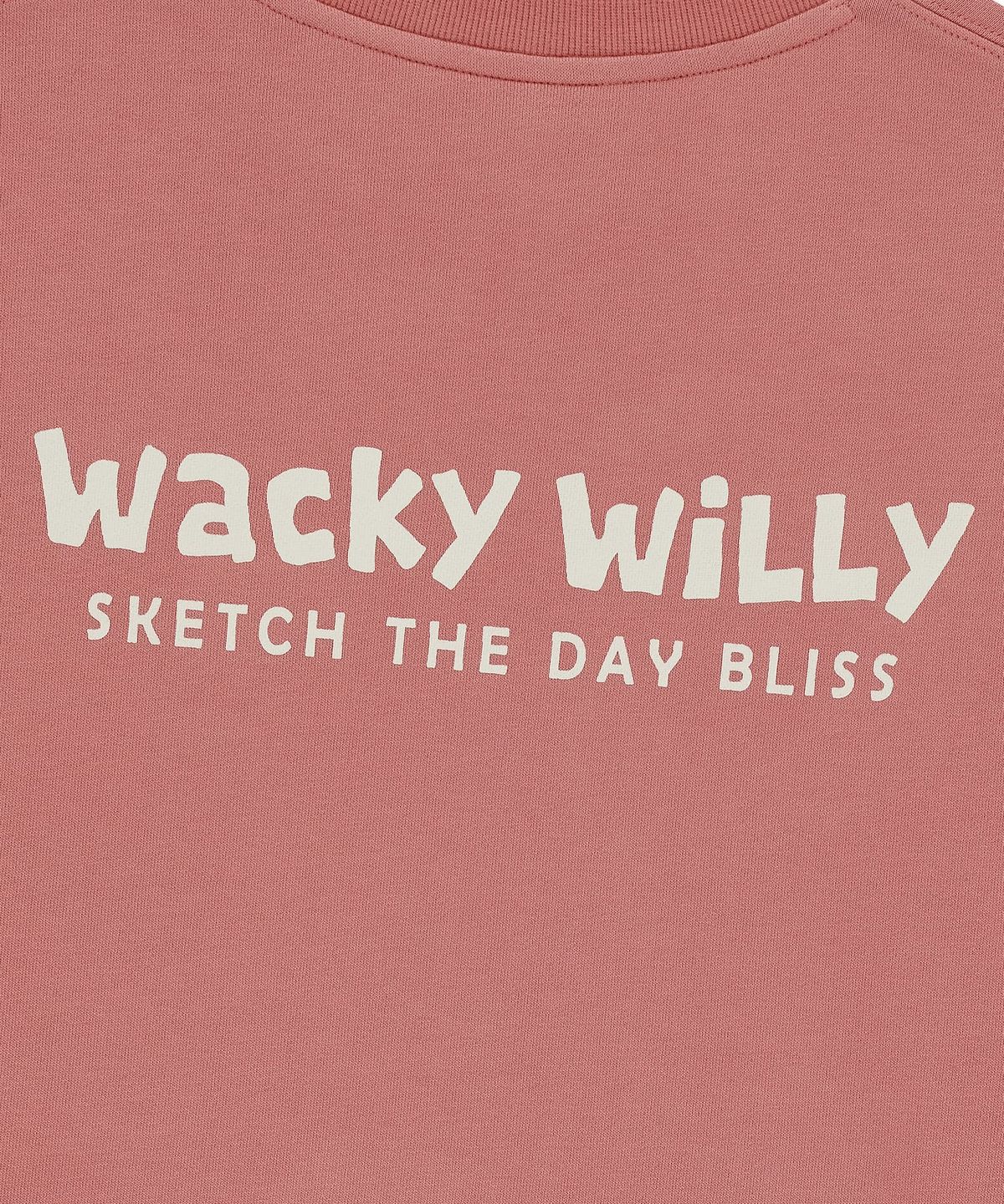 와키윌리(WACKY WILLY) 베이직 타이포 로고 맨투맨 핑크