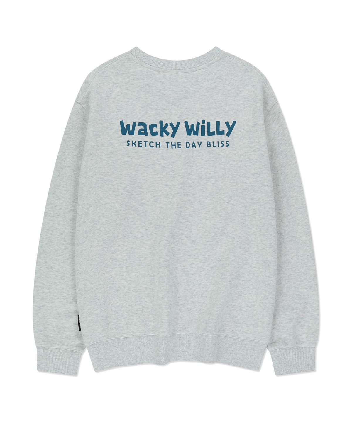 와키윌리(WACKY WILLY) 베이직 타이포 로고 맨투맨 라이트그레이