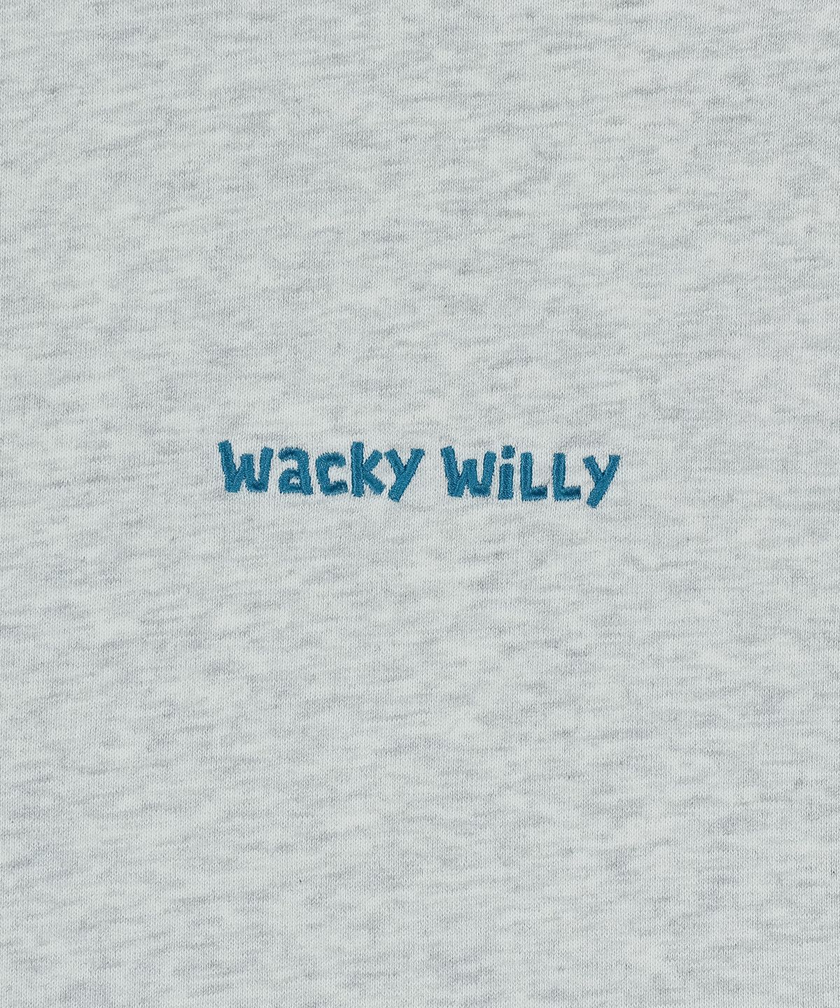 와키윌리(WACKY WILLY) 베이직 타이포 로고 맨투맨 라이트그레이