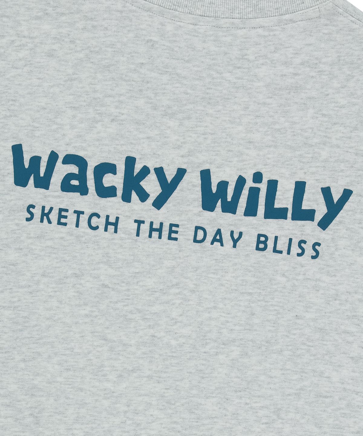 와키윌리(WACKY WILLY) 베이직 타이포 로고 맨투맨 라이트그레이
