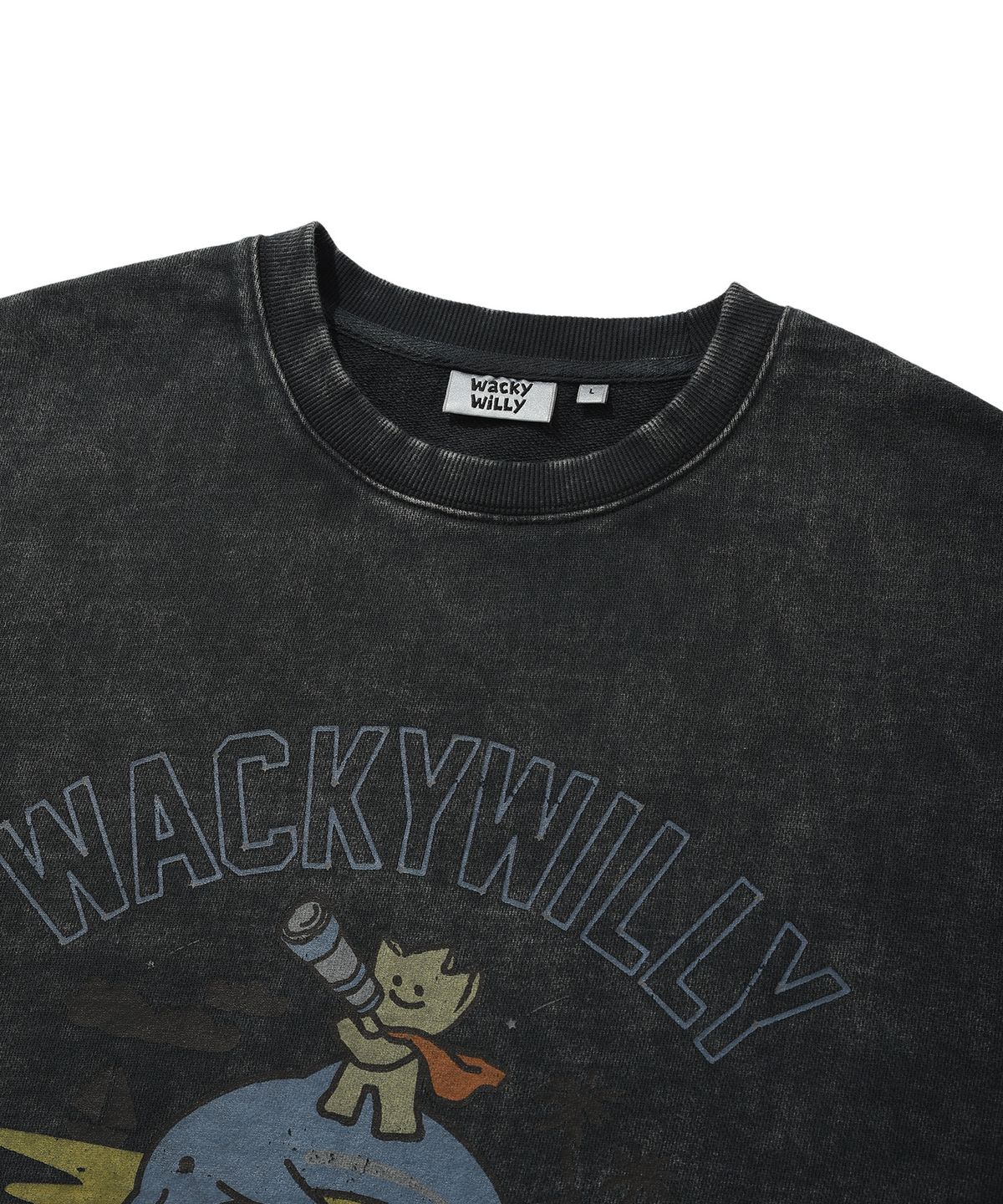 와키윌리(WACKY WILLY) 키키 워싱 그래픽 맨투맨 차콜