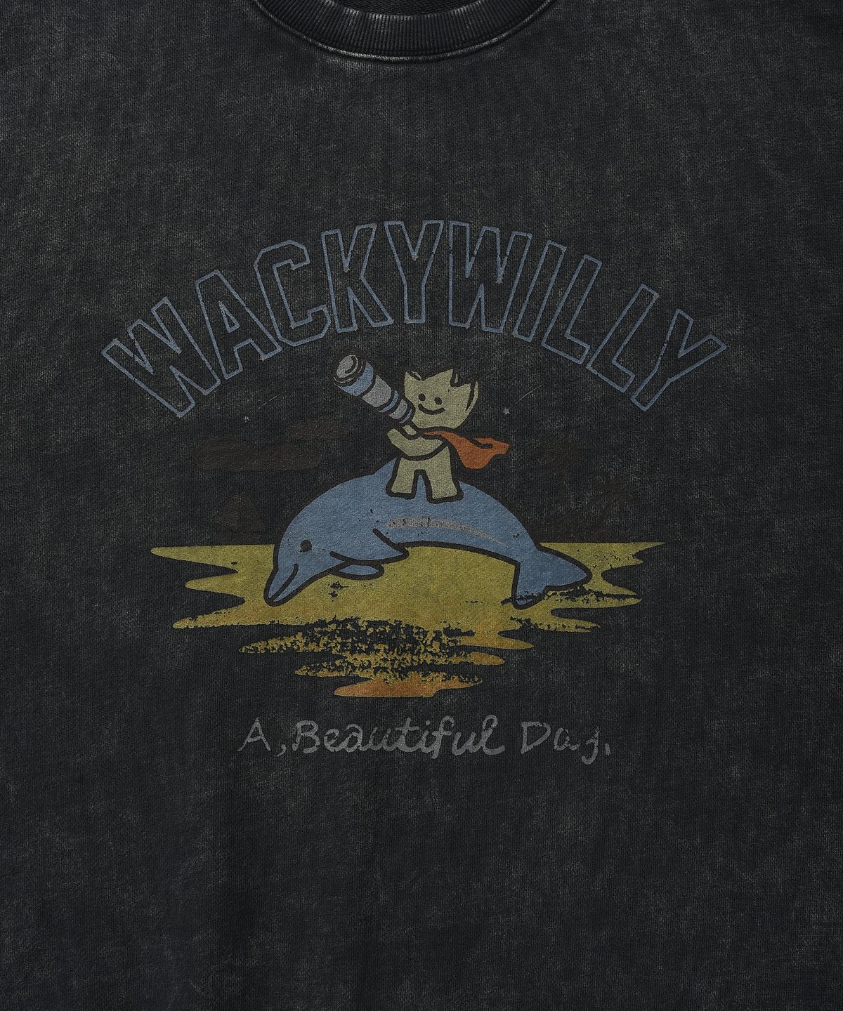 와키윌리(WACKY WILLY) 키키 워싱 그래픽 맨투맨 차콜