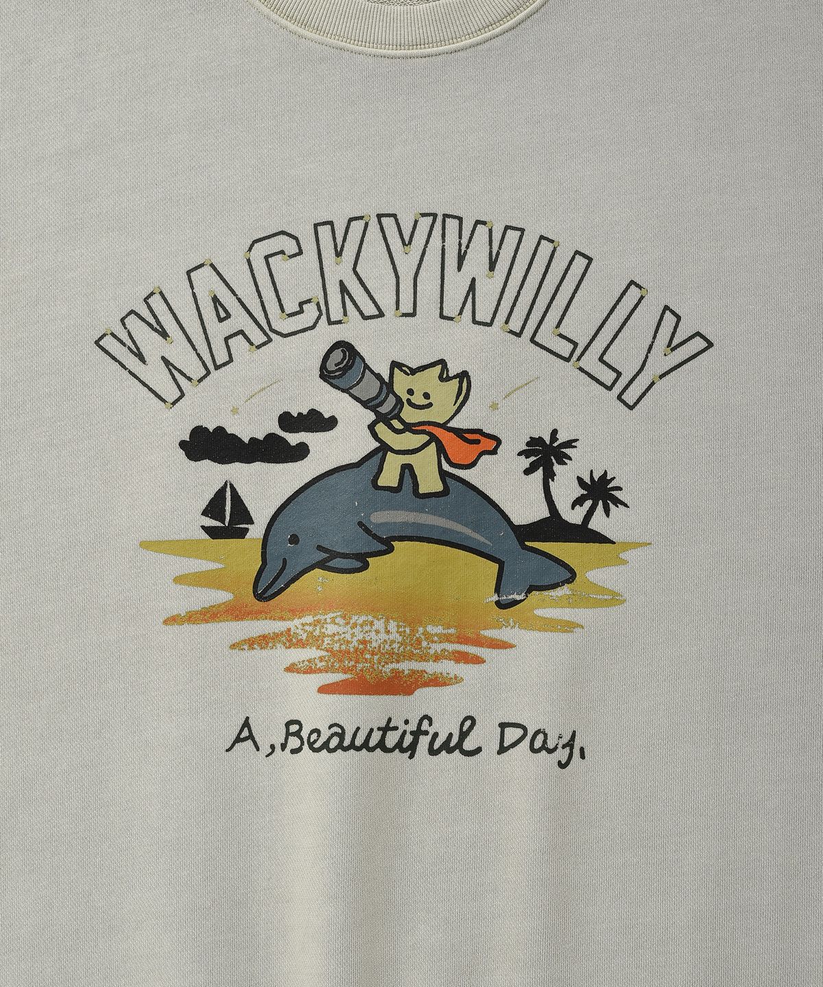 와키윌리(WACKY WILLY) 키키 워싱 그래픽 맨투맨 베이지