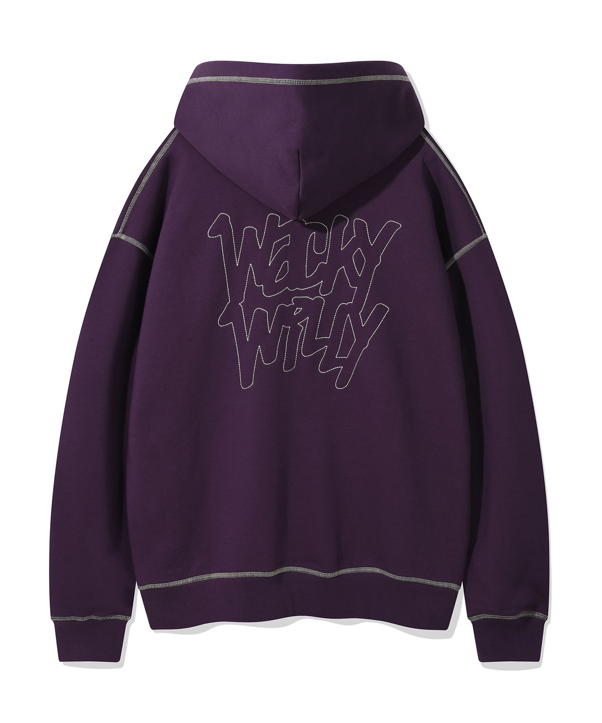 와키윌리(WACKY WILLY) 스티치 레터링 후드 퍼플
