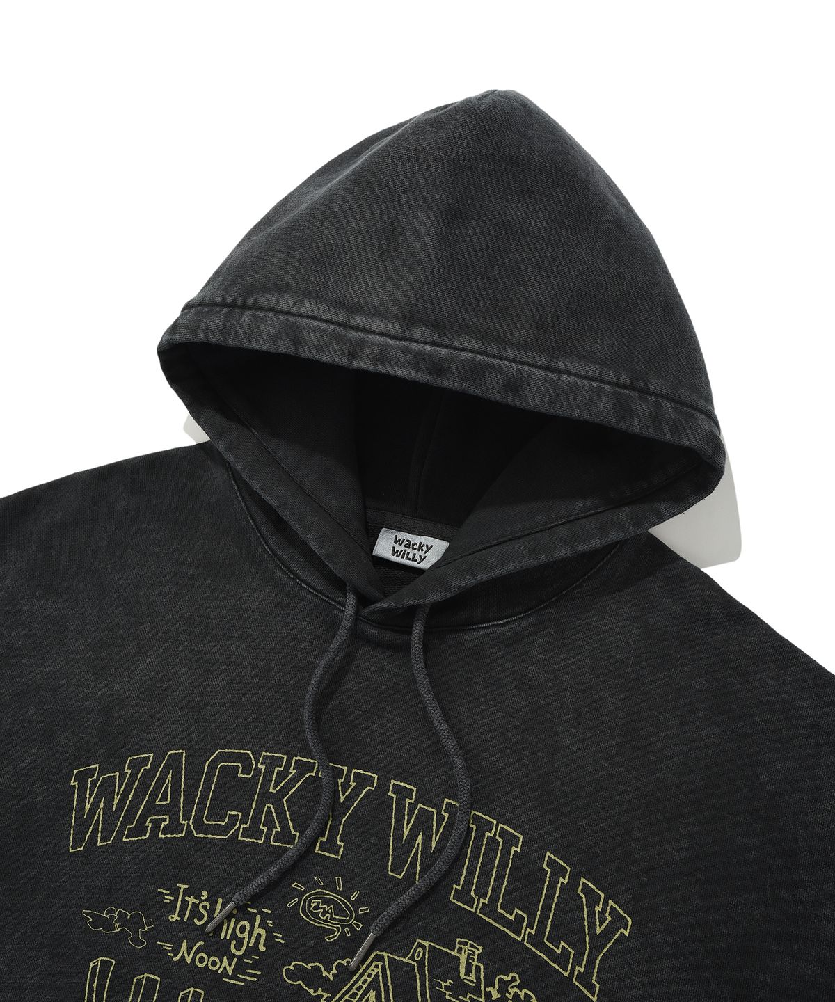 와키윌리(WACKY WILLY) 타운 그래픽 다잉 후드 차콜