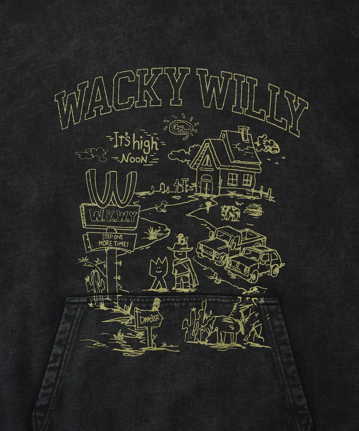 와키윌리(WACKY WILLY) 타운 그래픽 다잉 후드 차콜